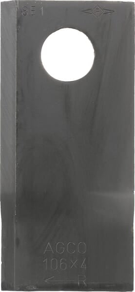 Mower blade right 106x48x4 mm, bore Ø 19 mm, suitable for Fella - 25 pieces