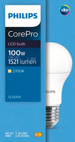 Philips LED-Birne E27 13W/100W CorePro matt 1521lm, 2700K 345962