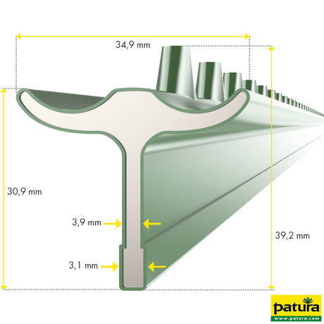 Patura - T-Pfosten, grün, l = 2,13 m, lackiert (Palette mit 200 Stück) - 172104
