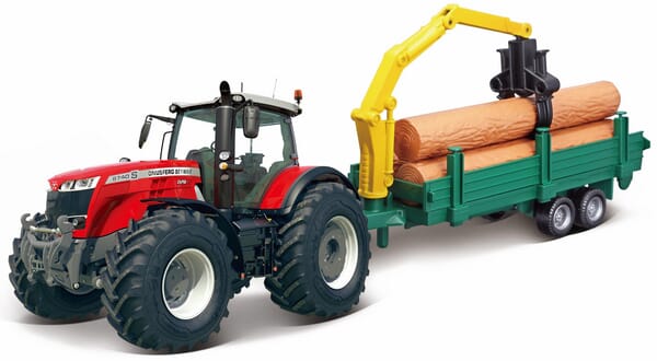 Massey Ferguson 8700 with timber transport trailer
