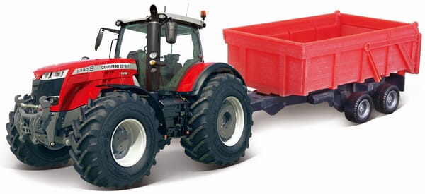 Massey Ferguson 8700 with dump trailer