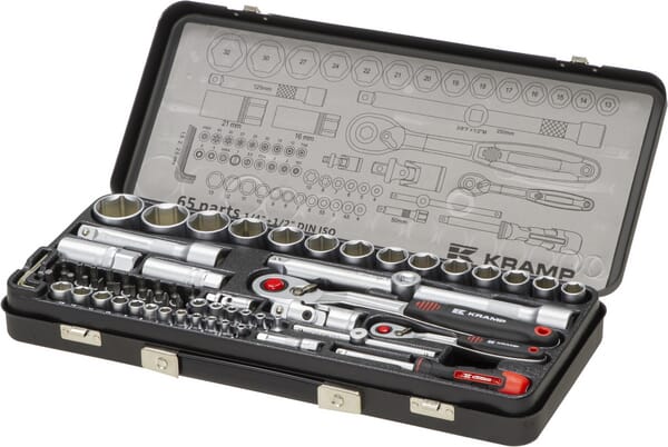 Socket wrench set 1/4" + 1/2" 65 pieces