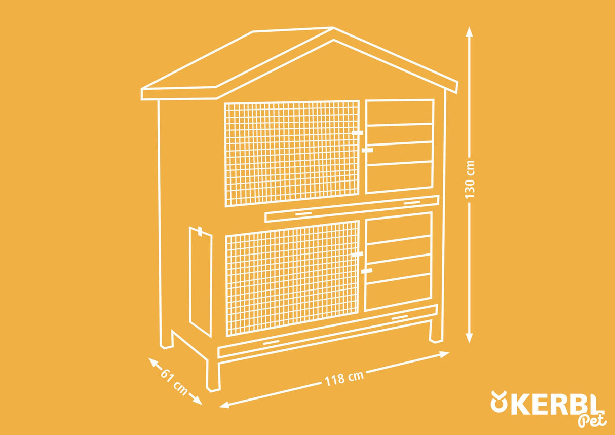 Kerbl Nagerstall Appartement Pro 118x61x130cm, Kunststoffdach - 81719