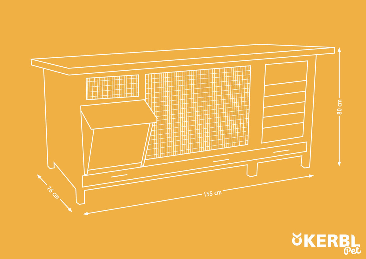 Kerbl Kaninchenstall XXL Vario mit Heuraufe 155x76x80cm 81709