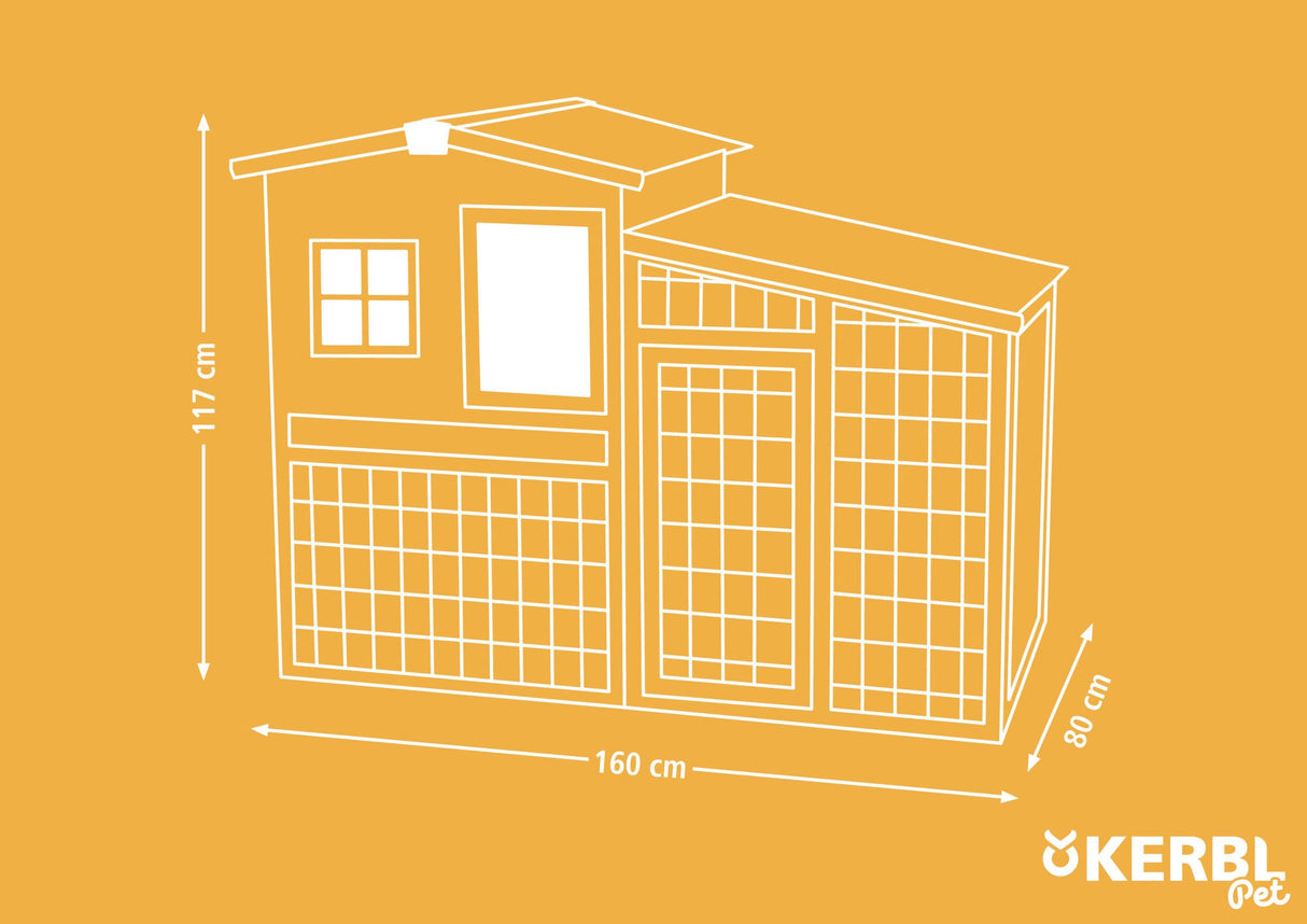 Kerbl Kleintierstall FORTUNA 160x80x117cm inkl.Freigehege 82813