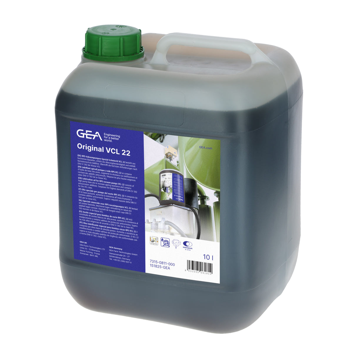 GEA VCL 22 - Vakuumpumpenöl 10 Liter Kanister - 7315-0811-000 (151825-GEA / 73150811000)