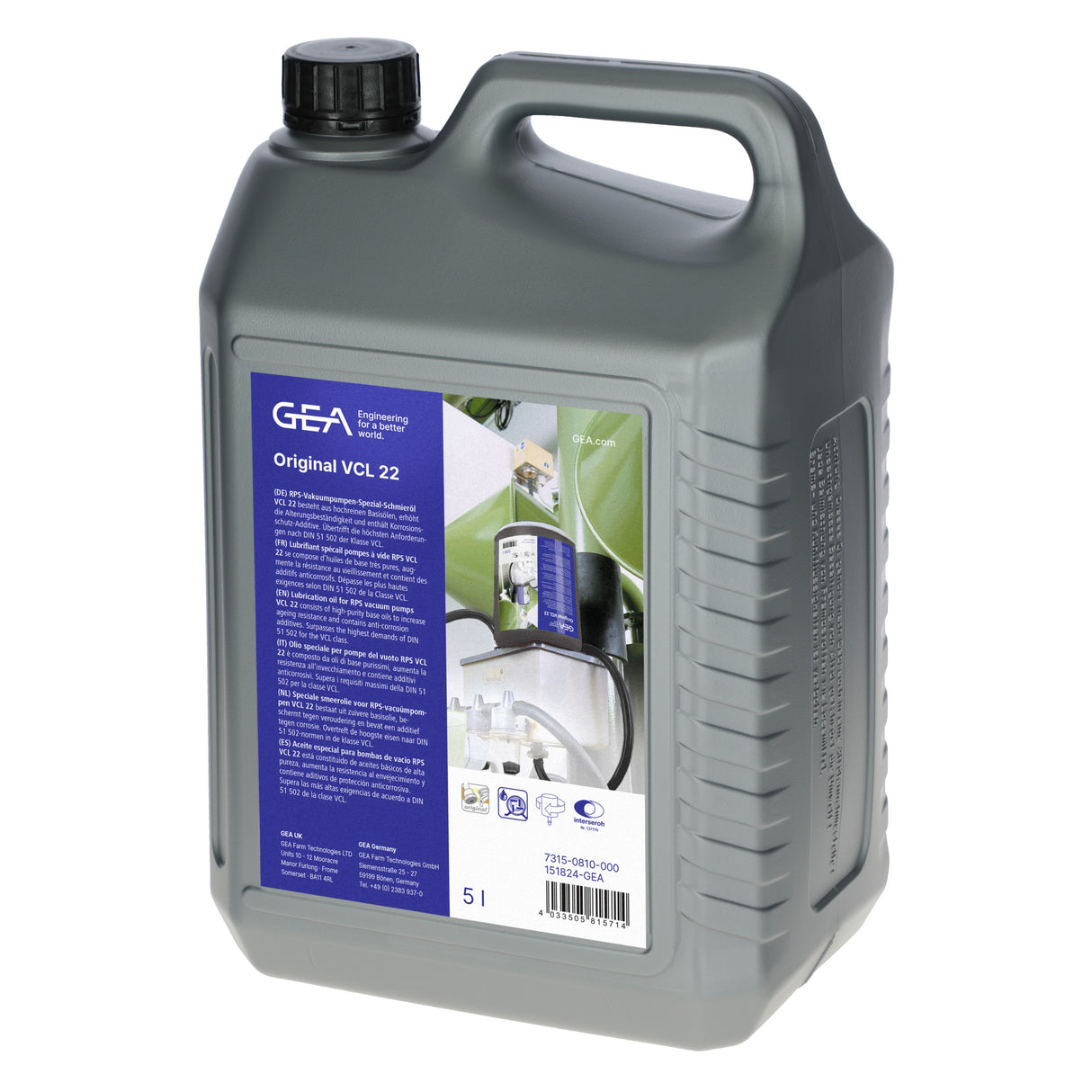 GEA VCL 22 Vakuumpumpenöl 5 Liter Kanister 7315-0810-000 (151824-GEA / 73150810000)