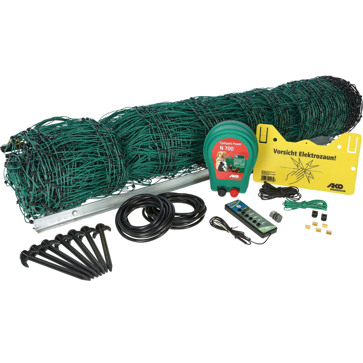 Kerbl Geflügelnetz-Set 50 m, grün inkl. 230V Gerät + Zubehör - 441155