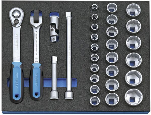 KRAMP Steckschlüsselsatz 1/2" in 2/4 CT Werkzeugmodul, 29-teilig 2005CT2D19GED