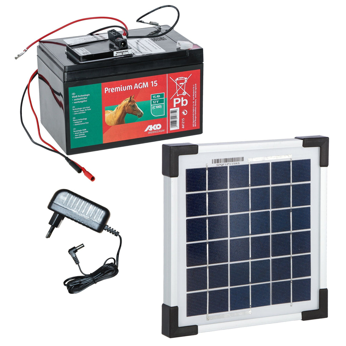 Kerbl Solar-Set 5 W inkl. Halterung, 15Ah AGM Akku 1 Stück 377056