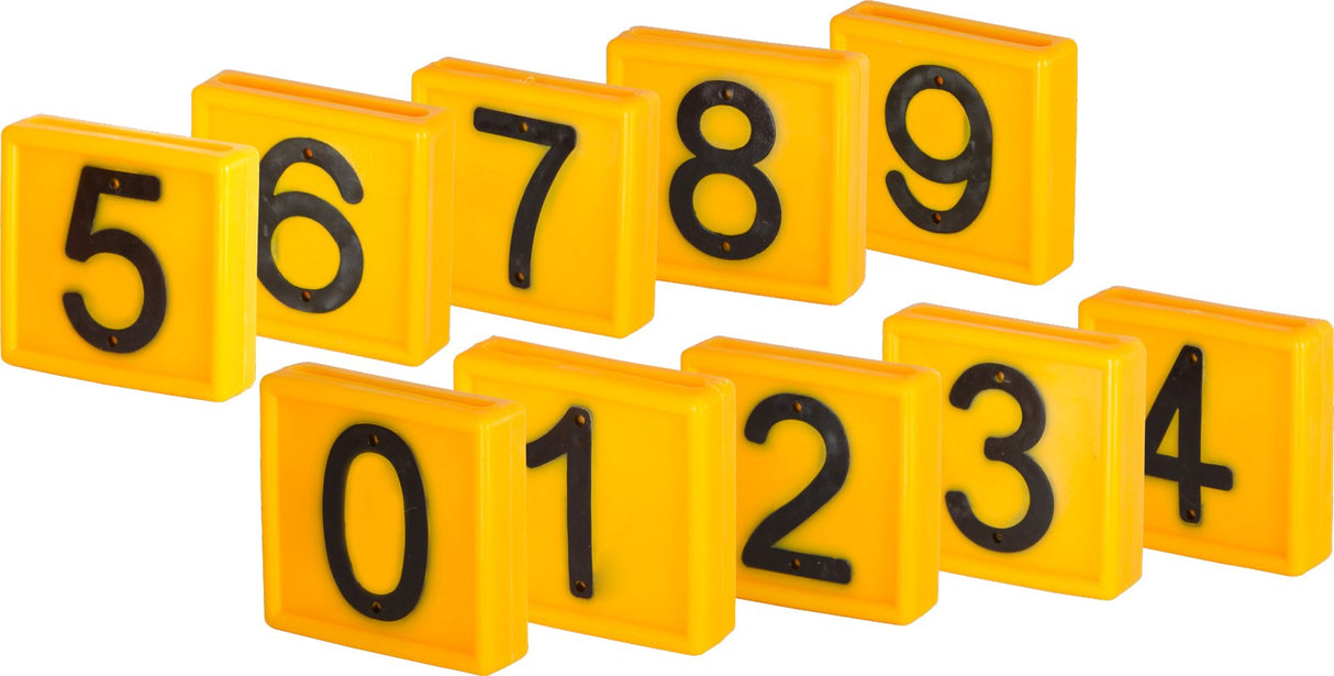 Kerbl Nummernblock, Ziffern 0-9, gelb, zum Einschlaufen, 10er Pack zum Einschlaufen - 207489