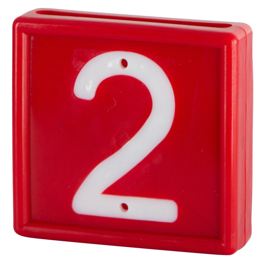 Kerbl Nummernblock, Ziffer 2, rot m. weißen Nummern, 10er Pack zum Einschlaufen - 207472