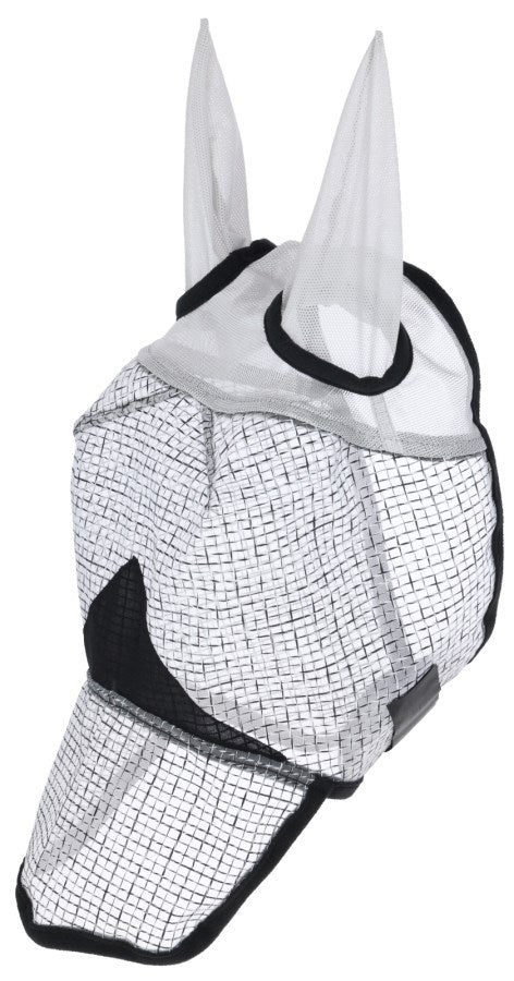Covalliero Fliegenmaske mit Ohren-und UV-Schutz, hellgrau, Cob, Nüsterschutz - 3230236