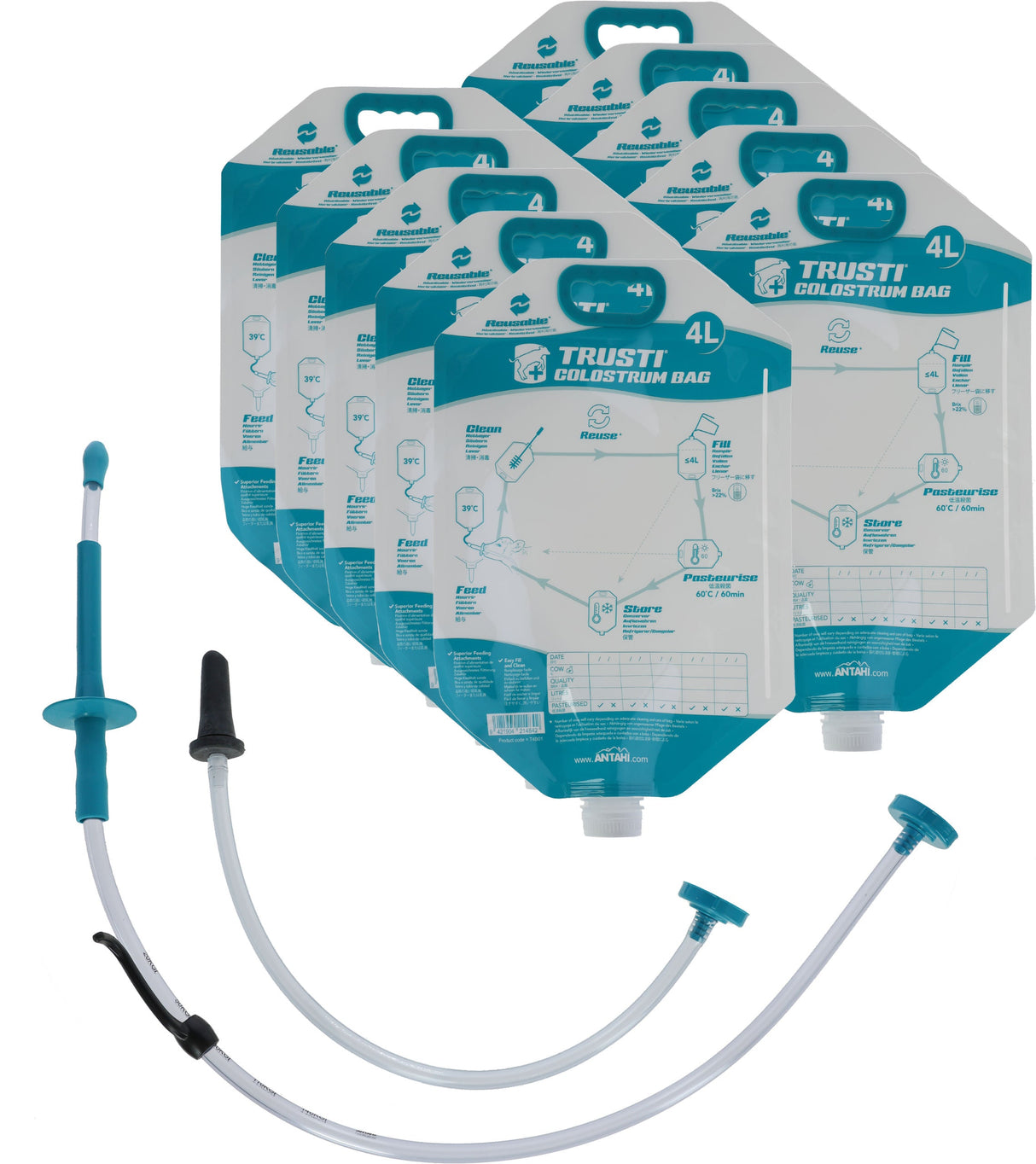 Antahi Colostrum Bags mit Sauger und Drenchsonde mit Sonde und Sauger - 14772