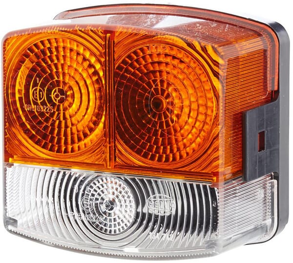 KRAMP Blinkbegrenzungsleuchte rechts 21/10W, rechteckig, 12V, gelb/transparent, zum Anschrauben, 95x54,5x90mm, Hella 2BE002776261