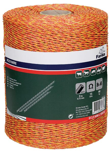 KRAMP Geflochtenes Zaunseil 1000 m (3x0,16SS) 704012FA