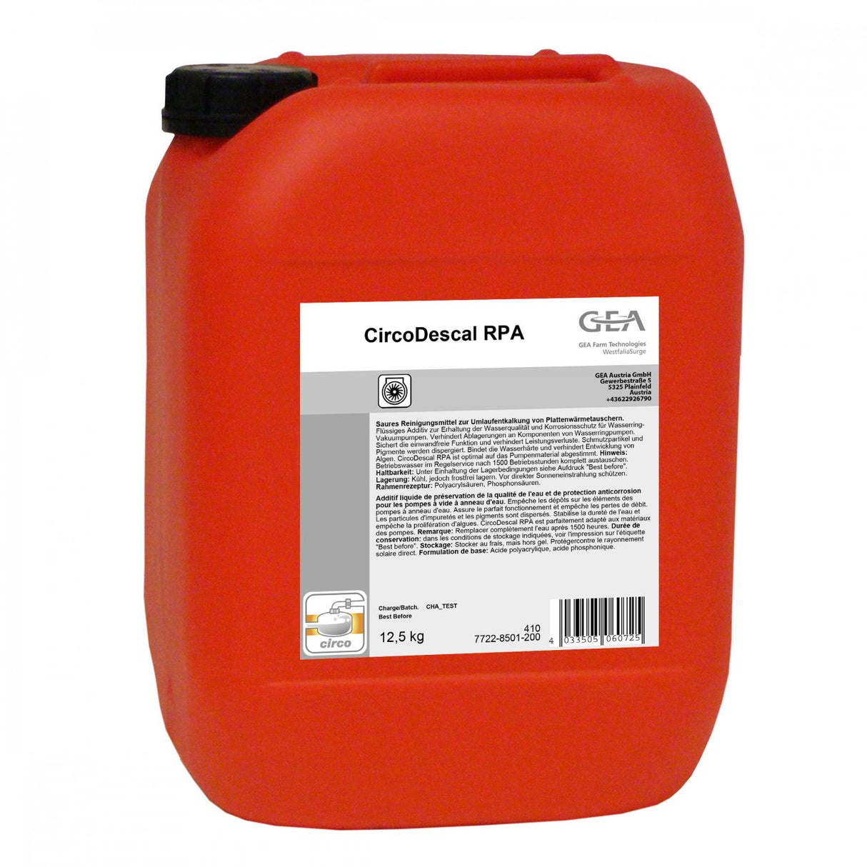GEA CircoDescal RPA Wasserkonditionierung 12,5 kg Kanister 7722-8501-200 (77228501200)