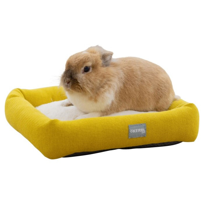 Kerbl Kuschelbett für Kleintiere, Hasen, Meerschweinchen, weiß/gelb, 36x32x7cm - 82839
