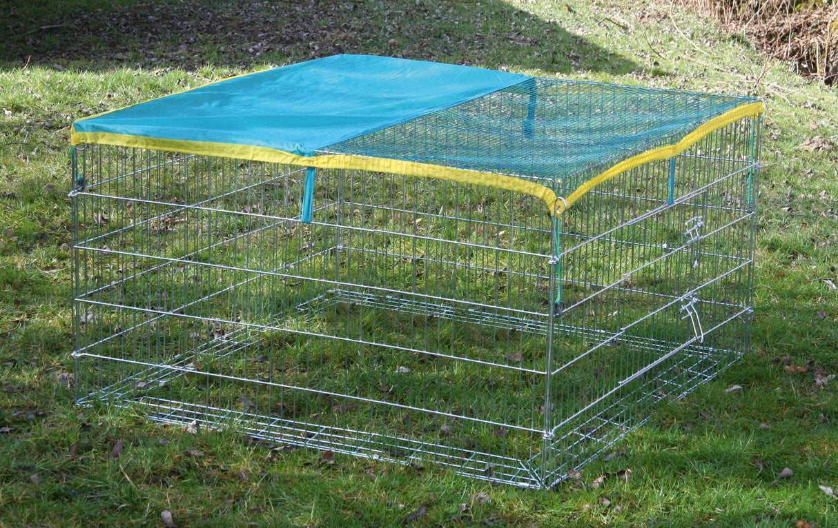 Kerbl Freigehege mit Ausbruchsperre 115x115x65cm, mit Schutznetz 82823