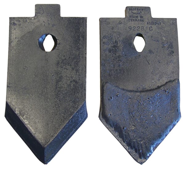 Cultivator tip 240x120x10mm, hardened, flat, 1 hole, suitable for Kerner