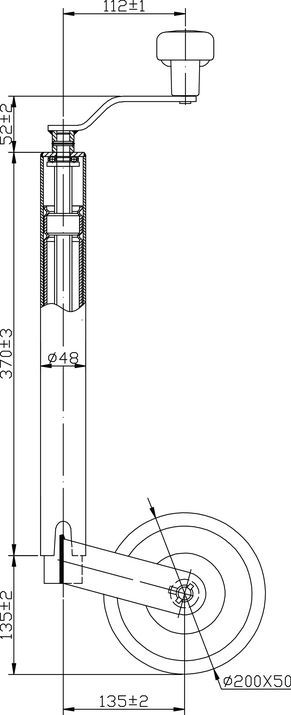 KRAMP Stützrad für Anhänger und Wohnwagen 200x50 STR1620