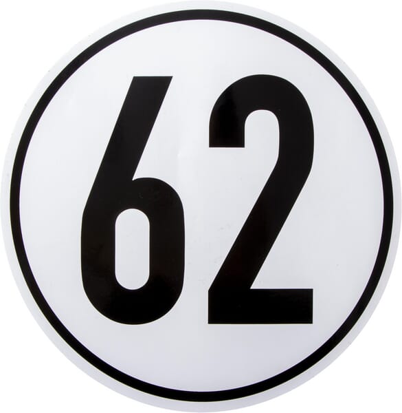 KRAMP Begrenzungsschild Aufkleber "62" BF62