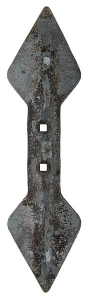 Embout de cultivateur 440x135x19mm, réversible, trempé, courbé, 2 trous