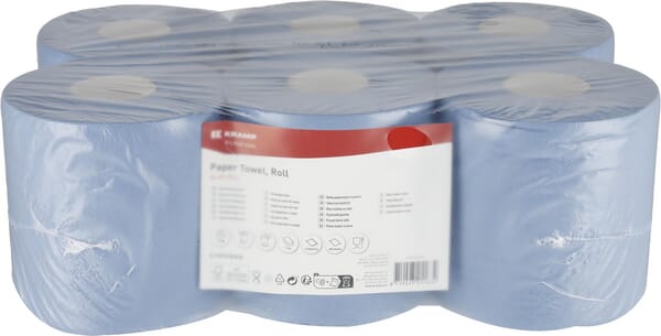 KRAMP Papierhandtuch, blaue Rolle, 19cm x 150m, 2-lagig, Außen Ø200mm, geprägt, 6 Rollen - 1 Packung - CP22101KR