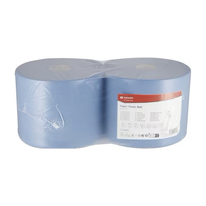 KRAMP Papierhandtuch, blaue Rolle, 23cm x 370m, 2-lagig, Außen Ø290mm, geprägt, 2 Rollen - CP22102KR