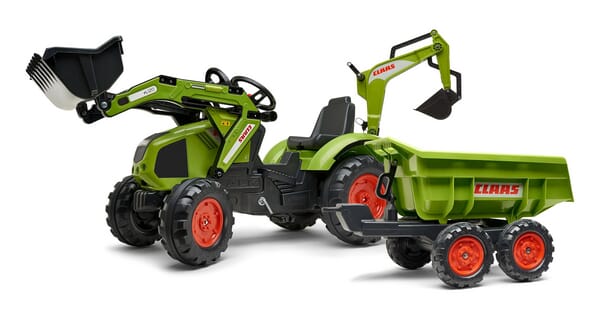 Falk ClaasBagger mit Frontlader und Maxi-Kippanhänger F1010W