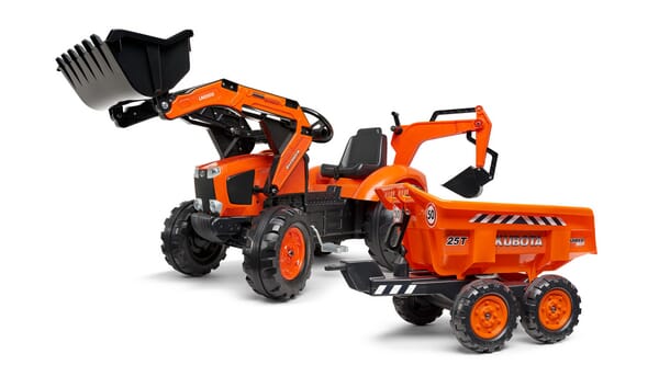 Falk Kubotamit Frontlader und Maxi-Kippanhänger F2090W