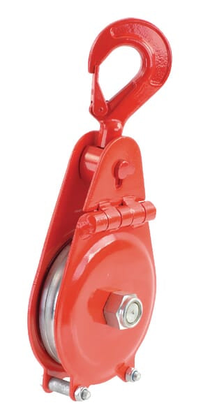 Rope pulley with hook, with sticker side sheet. FSSRK-14 Ø 144mm