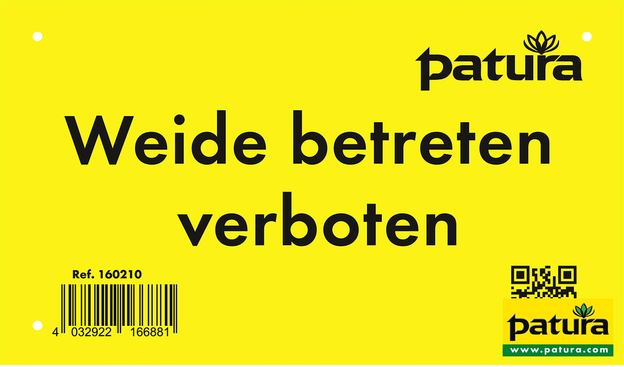 Patura Warnschild "Weide betreten verboten" Kunststoff 160210