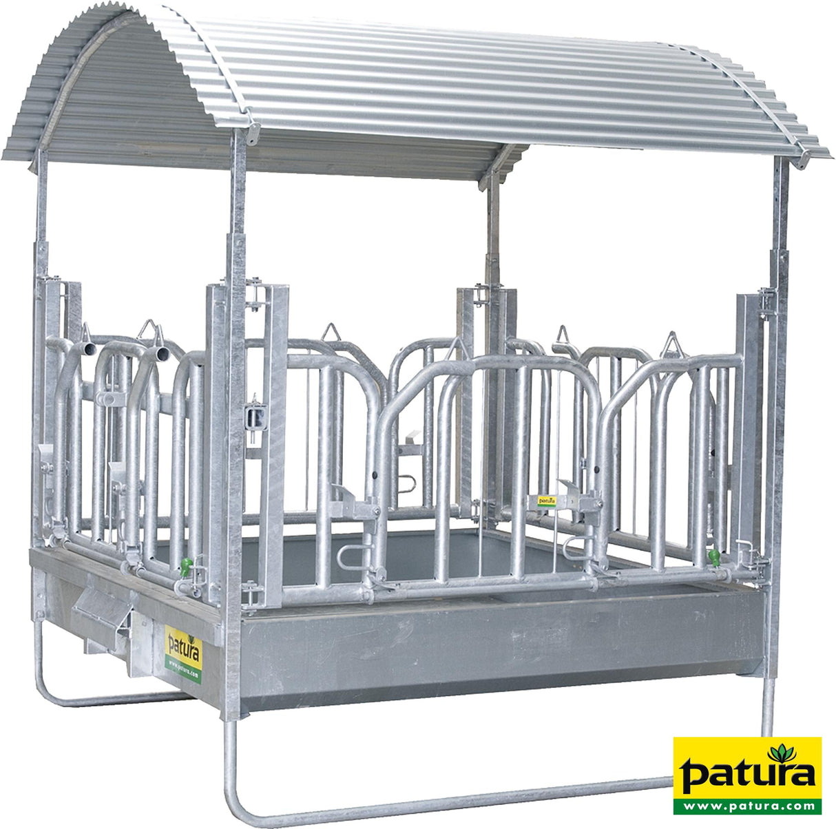 Patura Profi-Viereckraufe mit Schwedenfressgittern und Dach 303570