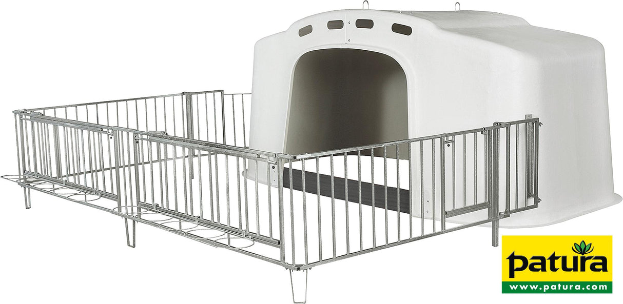 Patura Kälberhütte XXL mit Umzäunung, Metallschwelle, 10 Eimerringe, 361600