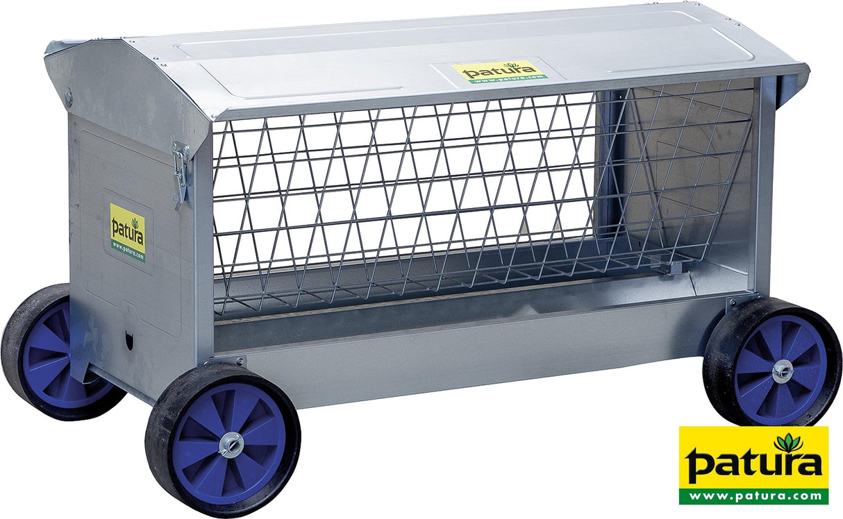 Patura Heuraufe mit Rädern, L=1,25m mit Dach, für Lämmer und Schafe 372530