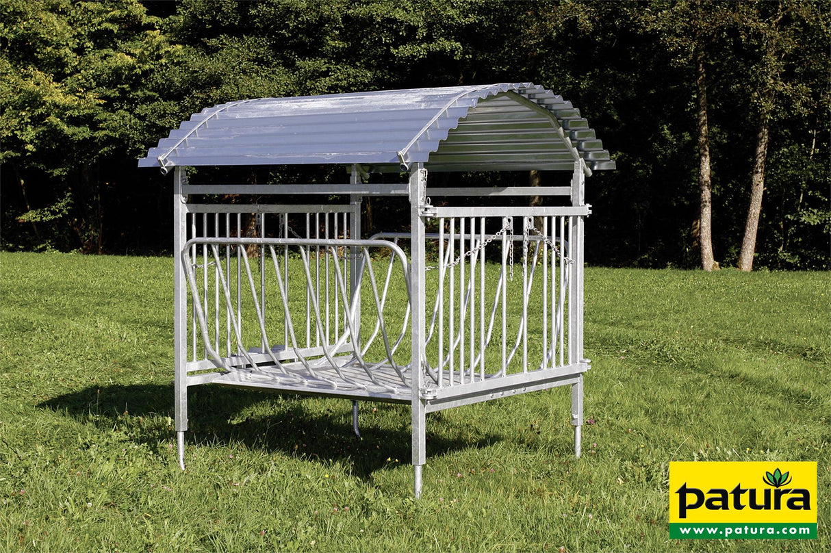 Patura Viereckraufe für Schafe, mit Dach, verzinkt 373513