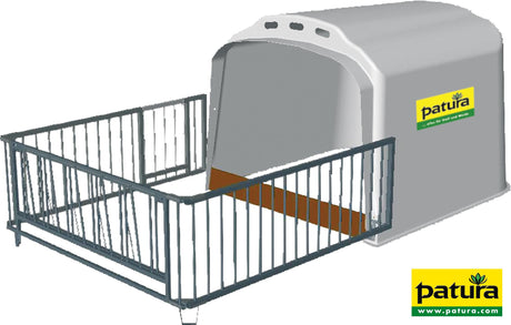Patura Kälberhütte XL mit Umzäunung, Metallschwelle, 5 Eimerringe, 361300