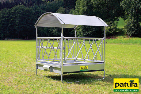 Patura Profi-Viereckraufe mit Schrägfressgittern und Dach 303532