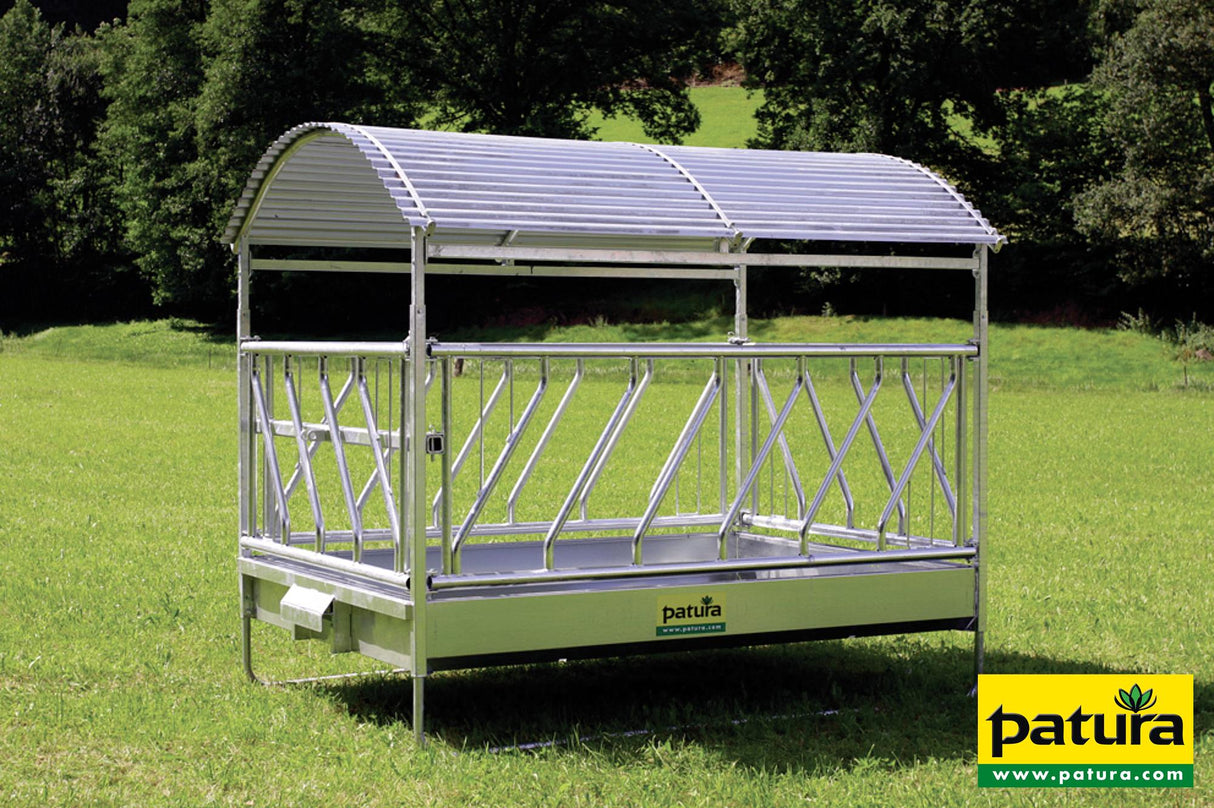 Patura Großballenraufe mit Schrägfressgittern und Dach, 2,85 x 2,05 m 303537