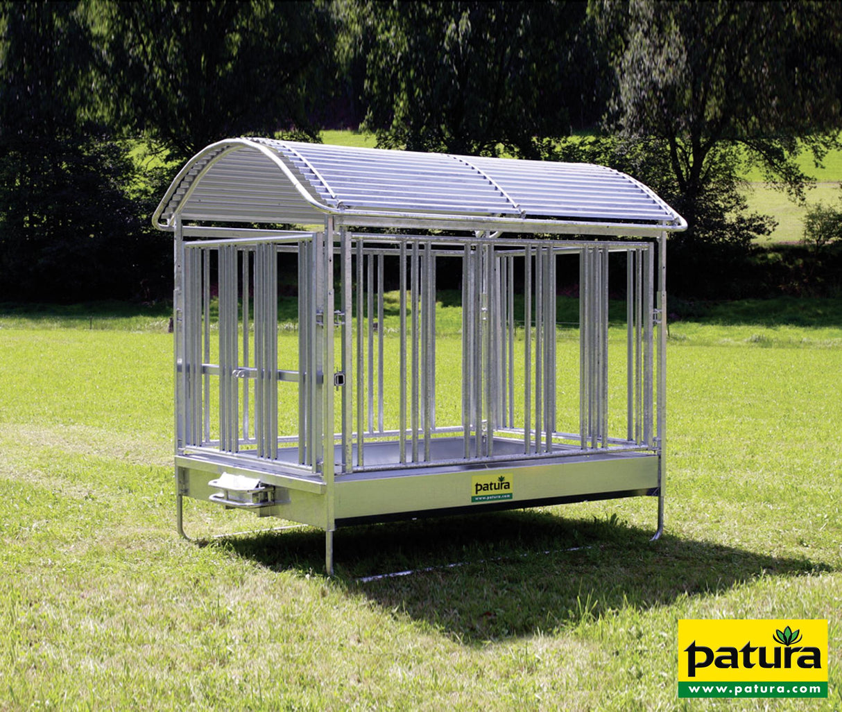 Patura Großballenraufe mit Sicherheits-Pferdefressgittern und Dach 303539