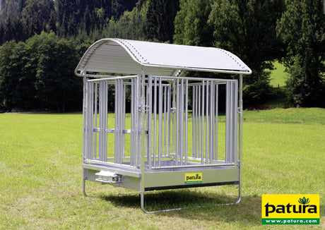 Patura Profi-Viereckraufe mit Sicherheits-Pferdefressgittern und Dach 303534