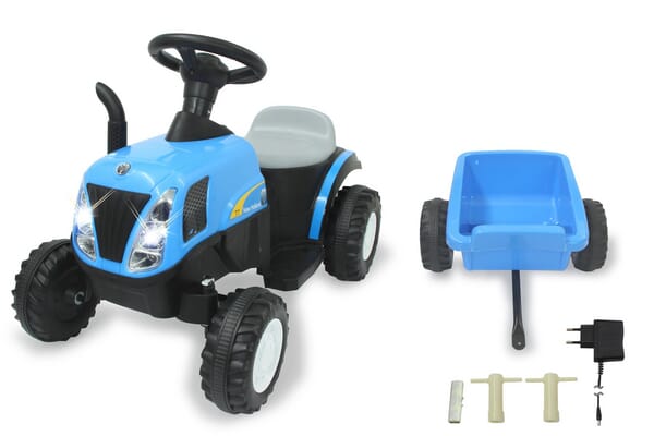 Tracteur porté New Holland avec remorque bleu 6V