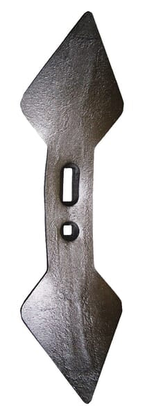 Embout de cultivateur, 450x135x19mm, réversible, courbé, 2 trous