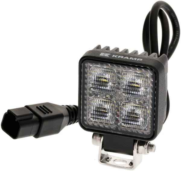 KRAMP Arbeitsscheinwerfer LED, 12W, 1200lm, quadratisch, 12/24V, weiß, 53.7x75.5x32.3mm Deutsch Stecker, Flood, 8LED's - 1 Stück - LA10605