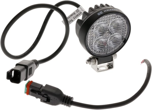 KRAMP Arbeitsscheinwerfer LED, 12W, 1200lm, rund, 12/24V, weiß, 65.7x85.8x35mm Deutsch Stecker, Flood, 8LED's - 1 Stück - LA10606