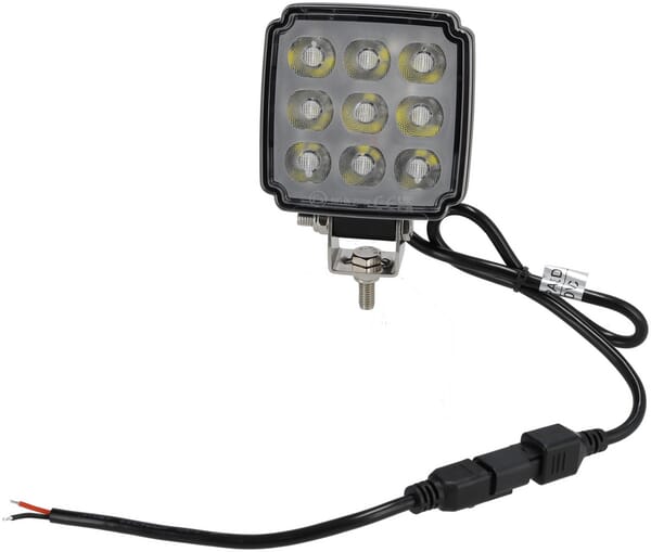 KRAMP Arbeitsscheinwerfer LED, 27W, 3420lm, quadratisch, weiß, 96.5x48.5x124.5mm,Deutsch 2-pin, flood, Kramp - 1 Stück - LA10908