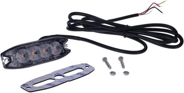 Warning flasher, amber, 4 LEDs