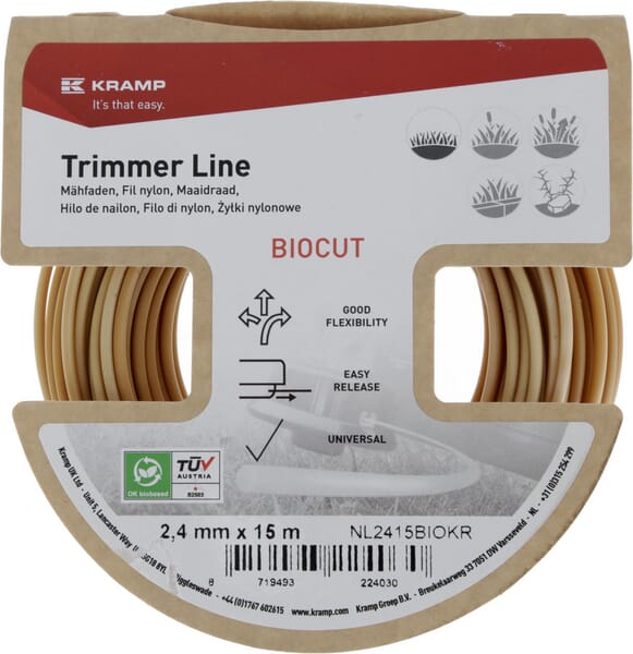 Nylon Line Trimmerschnur Ø2,4x15m, rund Kramp Biocut Starch - 24 Stück - NL2415BIOKR