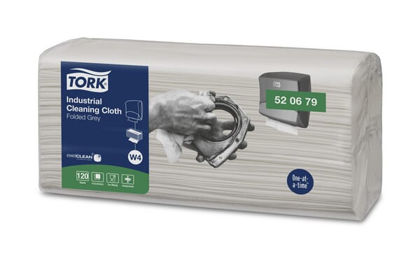 KRAMP Tork Industry-Reinigungstücher, grau, gefaltet, W4 (120 Blatt) - 4 Packungen PM520679